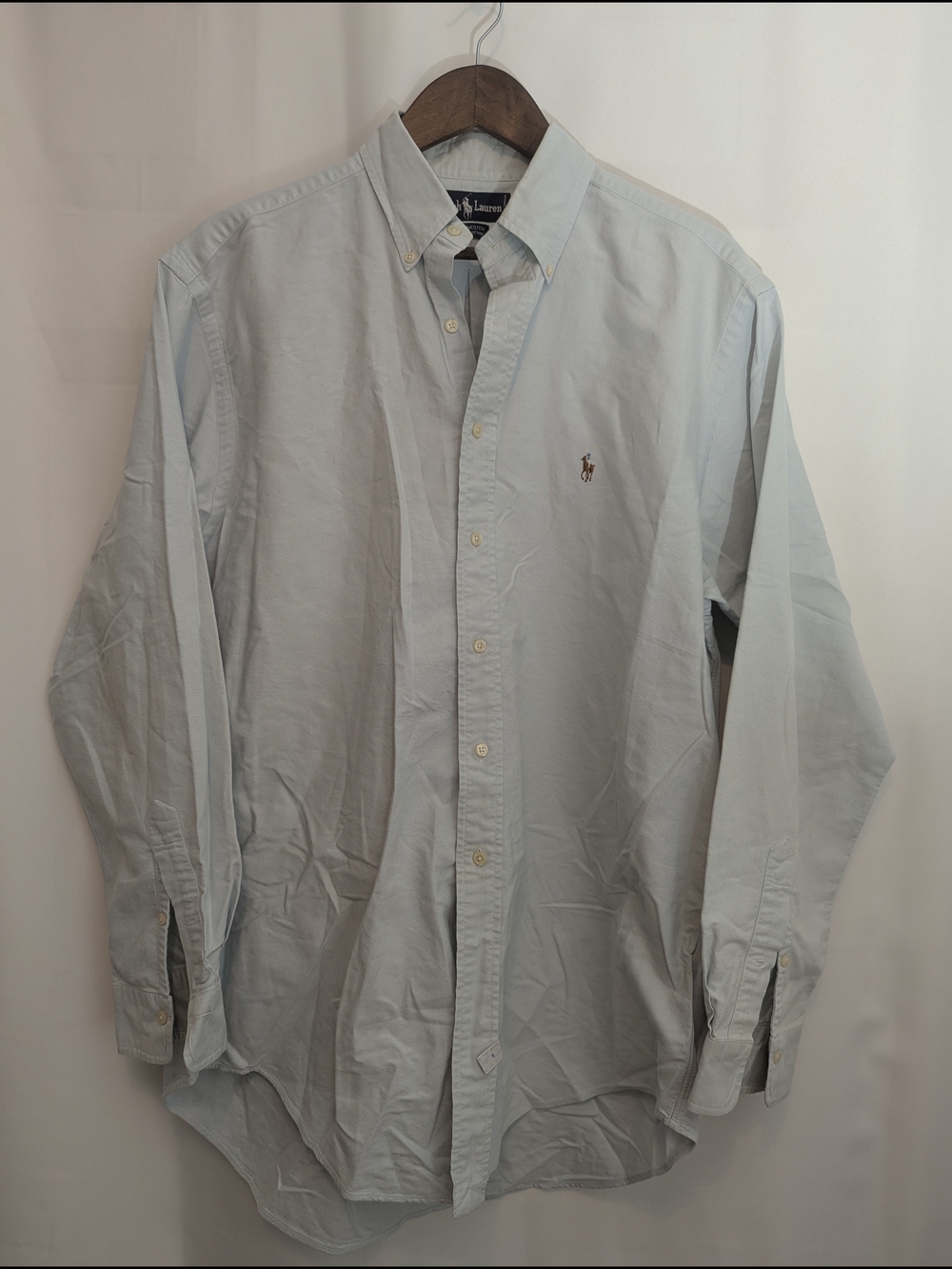 Ralph Lauren Yarmouth Shirt Mens 16 34 Light Blue Cotton Oxford Button Down